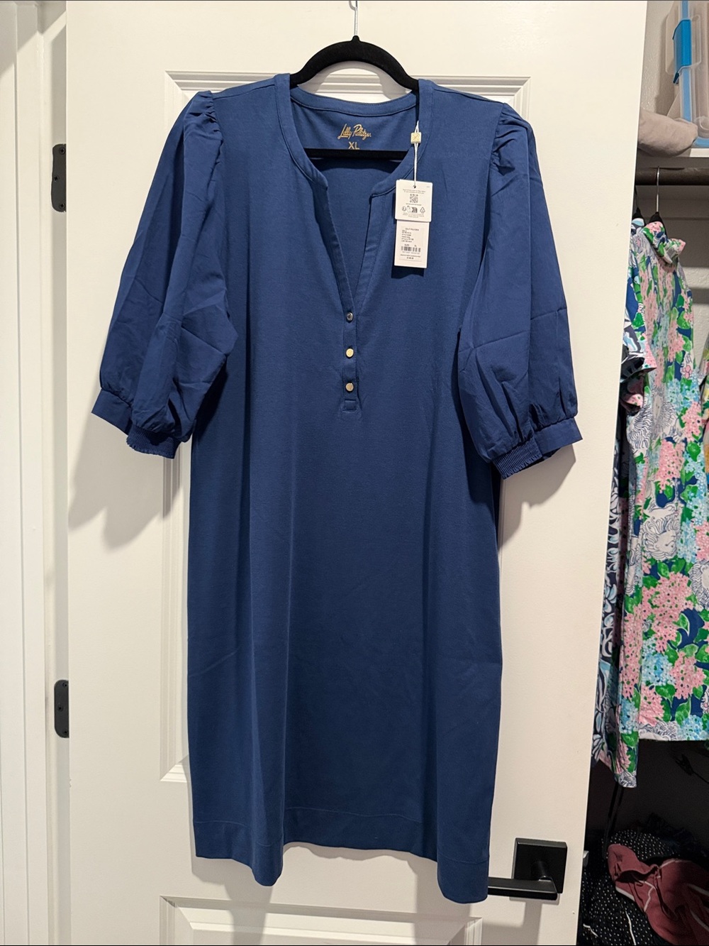 Lilly Pulitzer Navy Puff-Sleeve Ronson Dress